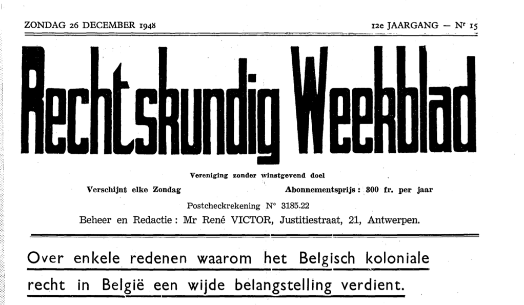 De koloniale sporen in het Belgisch&nbsp;recht